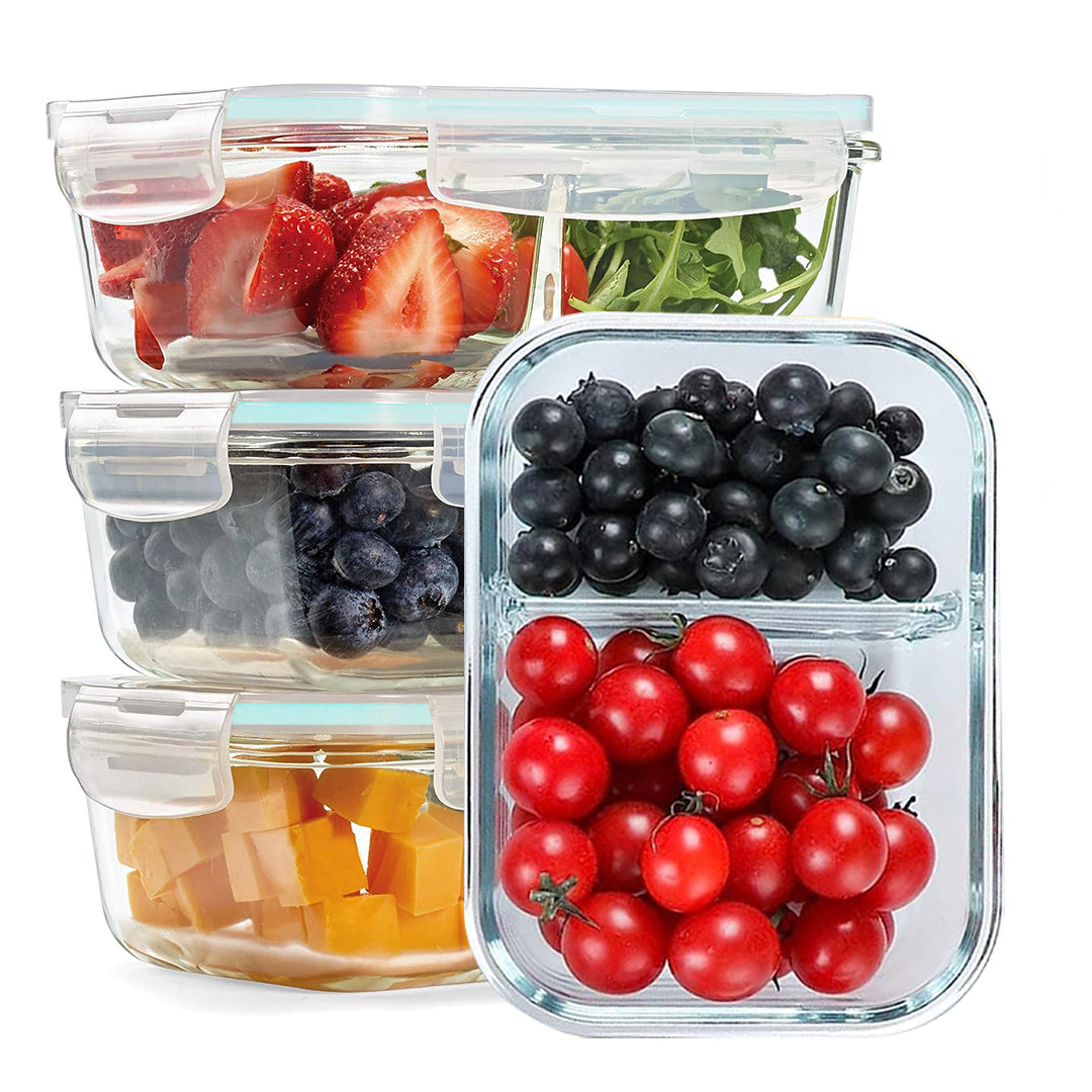 glass meal prep containers with airtight lids – portion control, durable & microwave safe