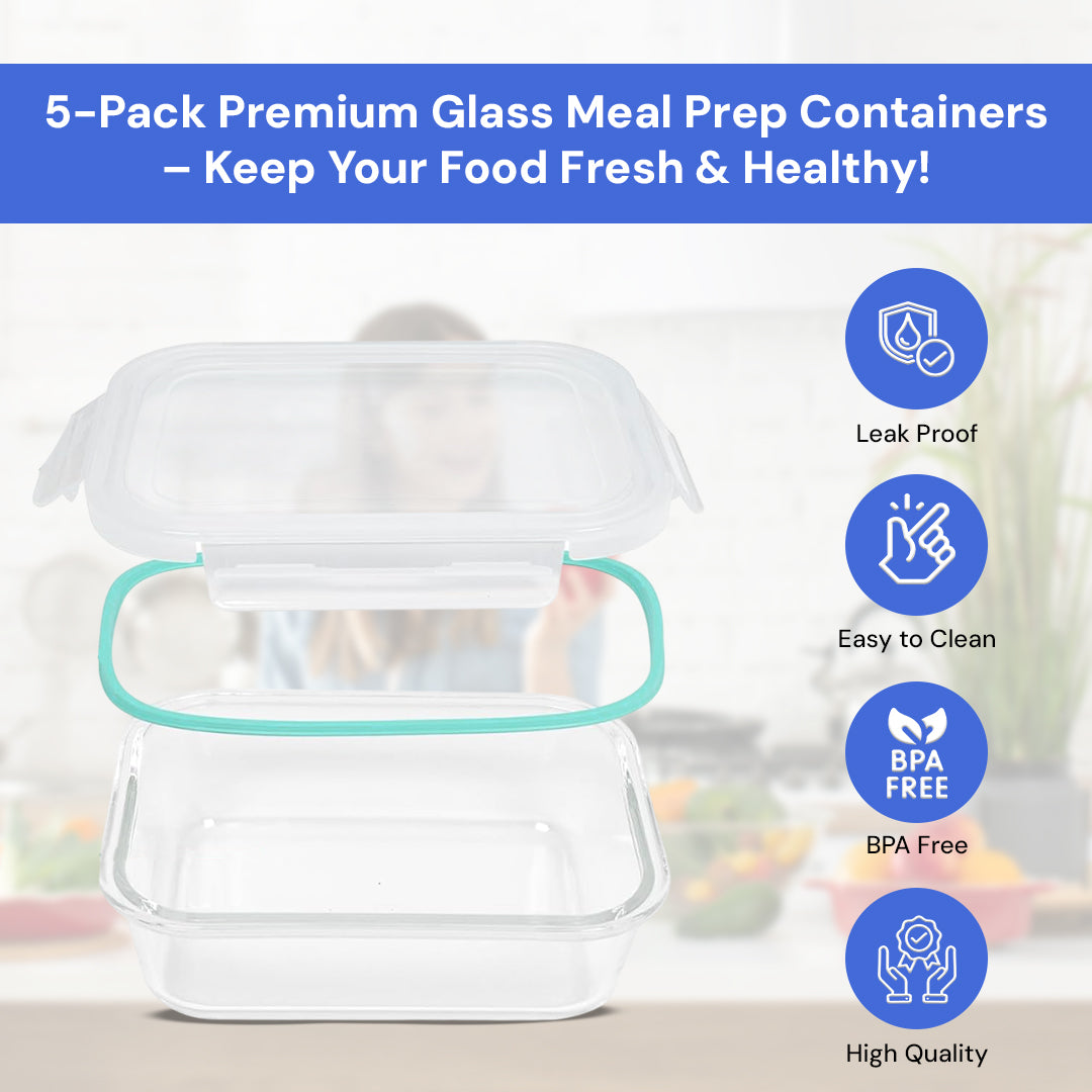 glass meal prep & food storage containers – airtight, microwave, oven, freezer & dishwasher safe