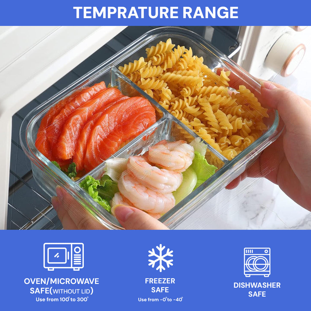 glass meal prep containers with airtight lids – portion control, durable & microwave safe