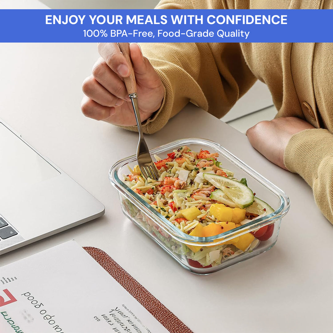 glass meal prep & food storage containers – airtight, microwave, oven, freezer & dishwasher safe