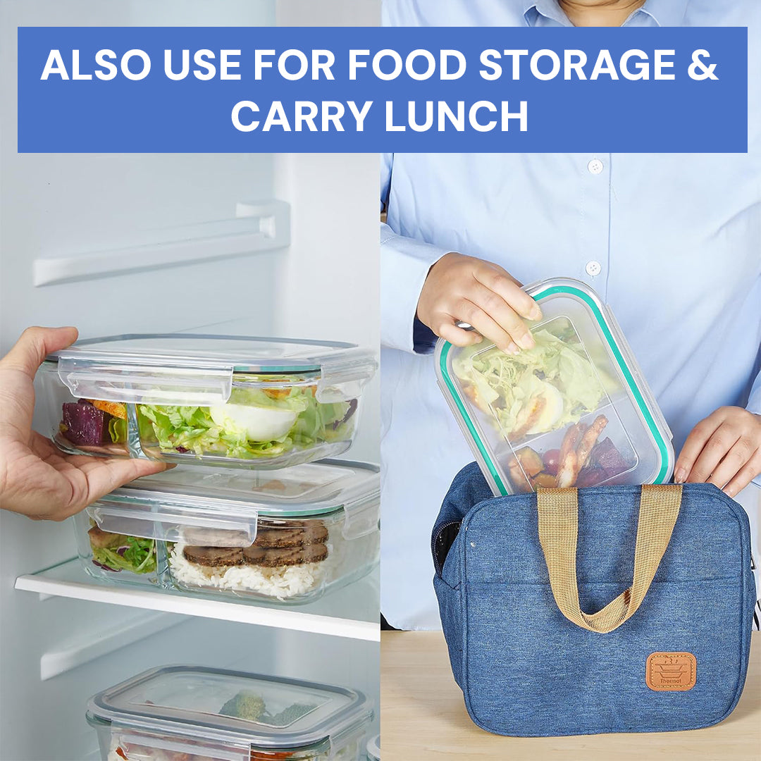 glass meal prep containers with airtight lids – portion control, durable & microwave safe