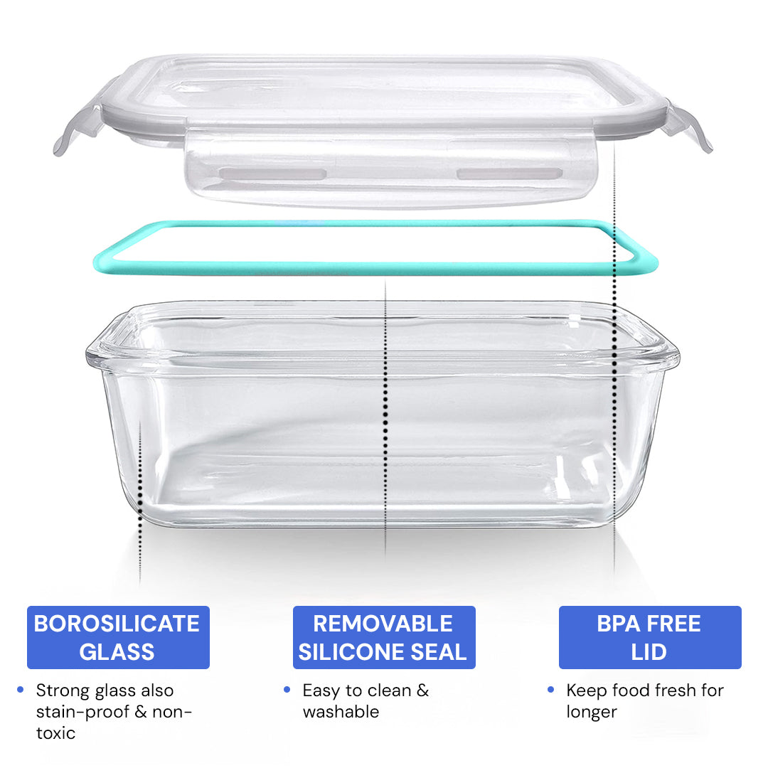 glass meal prep & food storage containers – airtight, microwave, oven, freezer & dishwasher safe