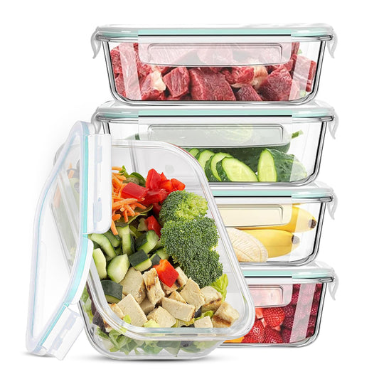 Glass Meal Prep & Food Storage Containers – Airtight, Microwave, Oven, Freezer & Dishwasher Safe