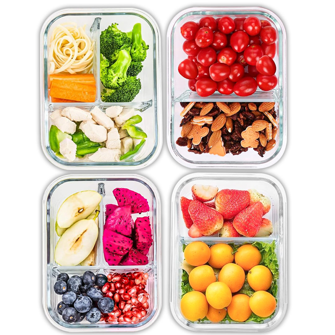 glass meal prep containers with airtight lids – portion control, durable & microwave safe