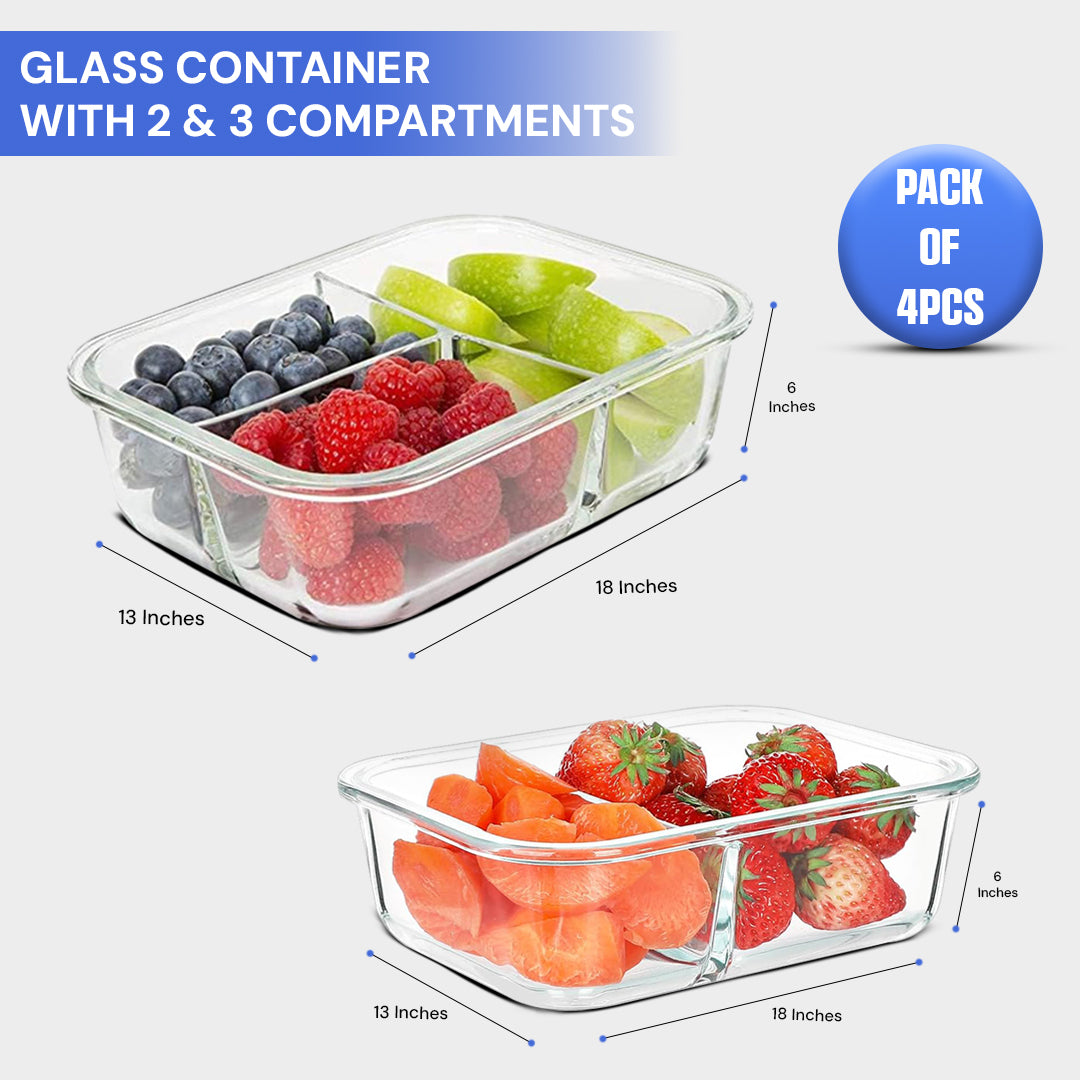 glass meal prep containers with airtight lids – portion control, durable & microwave safe