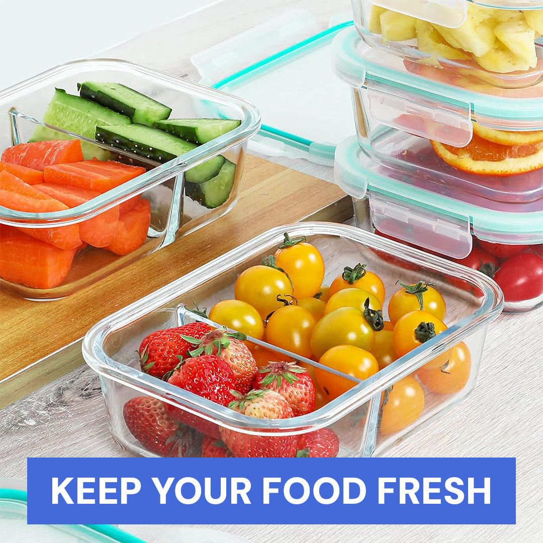 glass meal prep containers with airtight lids – portion control, durable & microwave safe