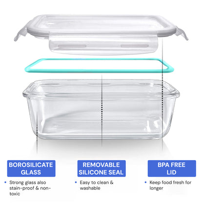 Glass Meal Prep & Food Storage Containers – Airtight, Microwave, Oven, Freezer & Dishwasher Safe